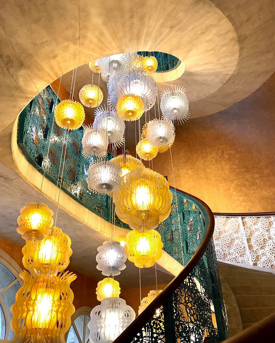 Stairwell at the L'Arlatan, a French hotel designed by Pardo