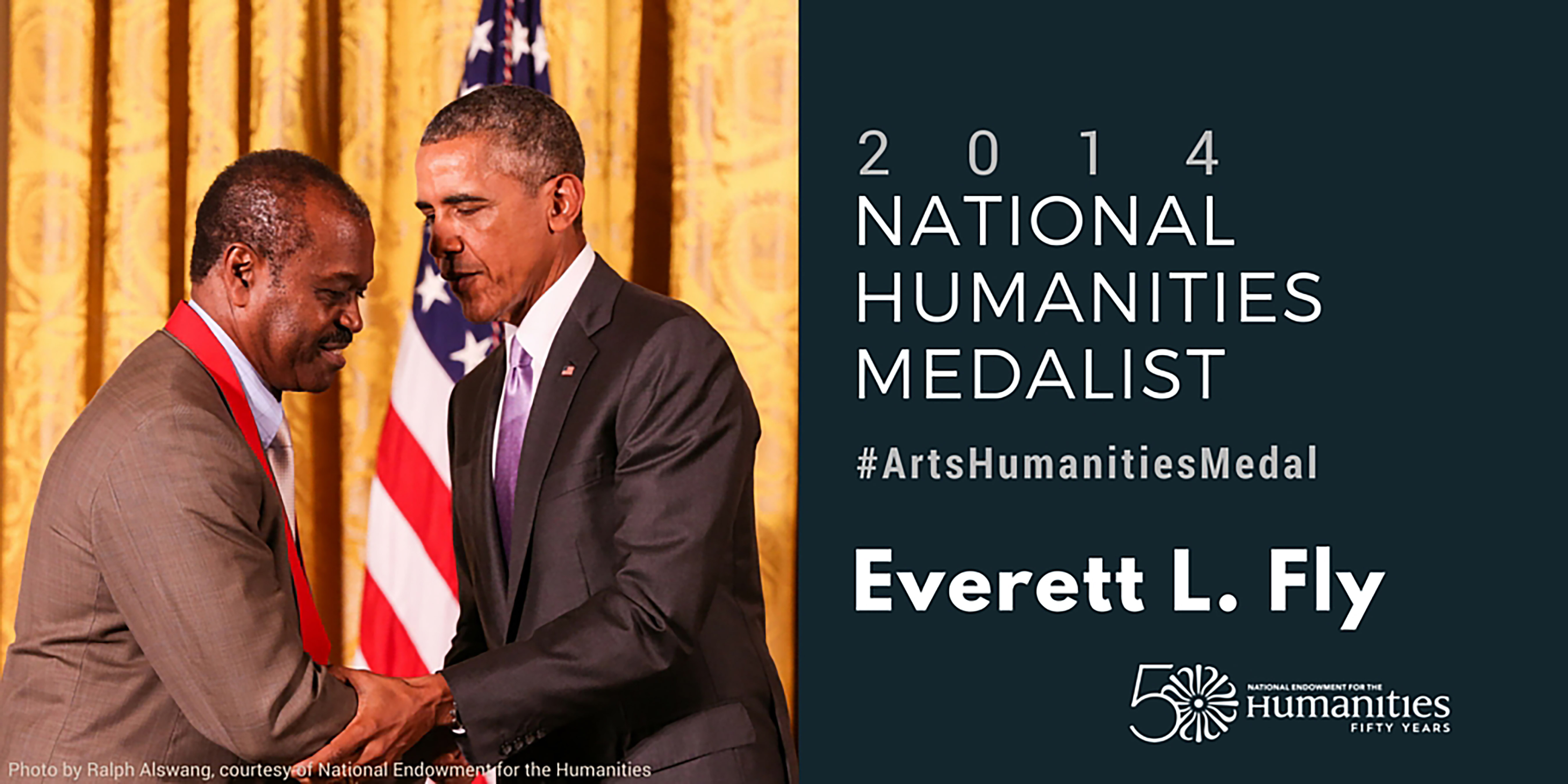 Everett Fly receiving the National Humanities Award in 2014