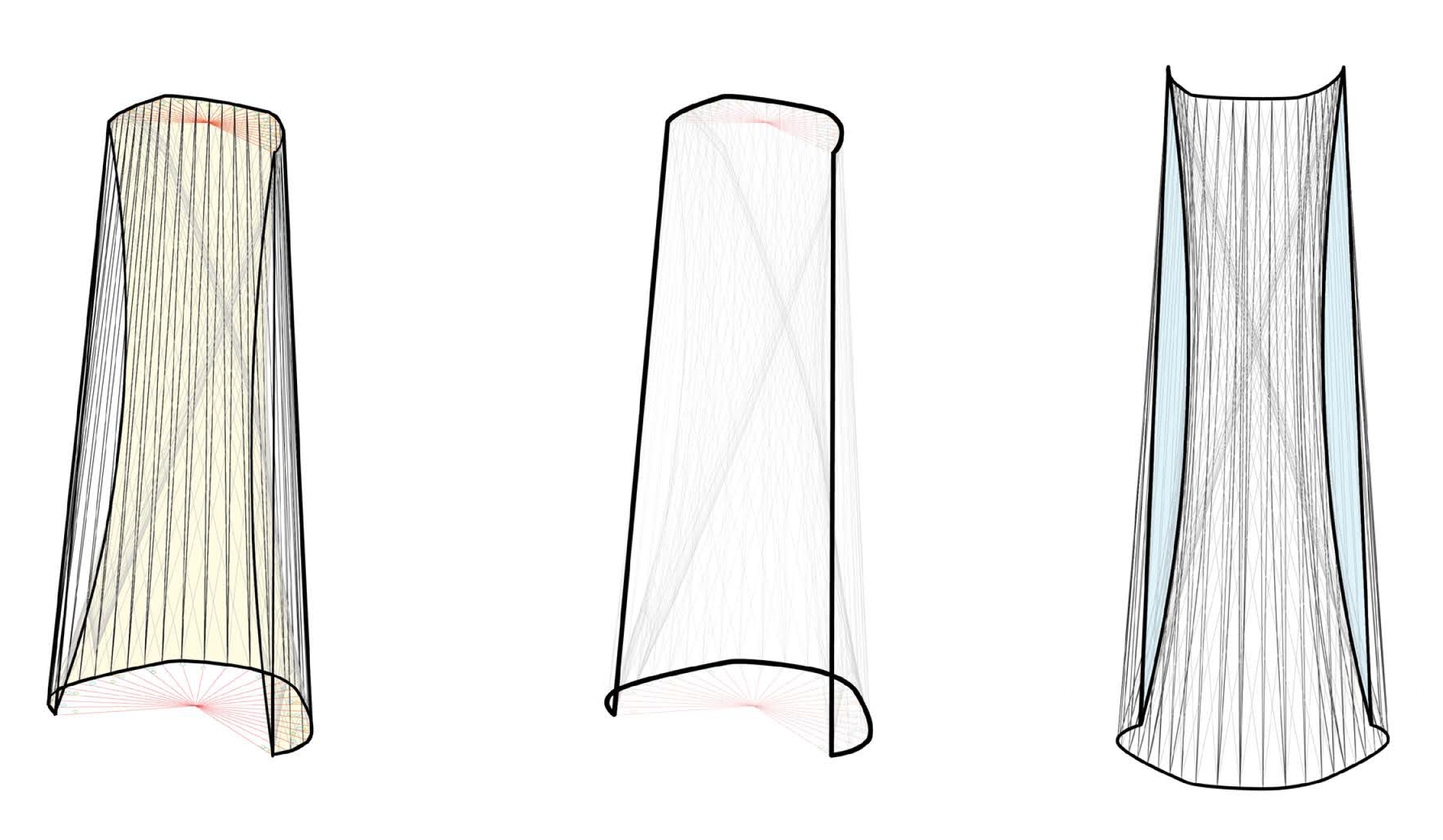 diagrams showing material and pattern logic for weaving carbon fiber and fiberglass tow