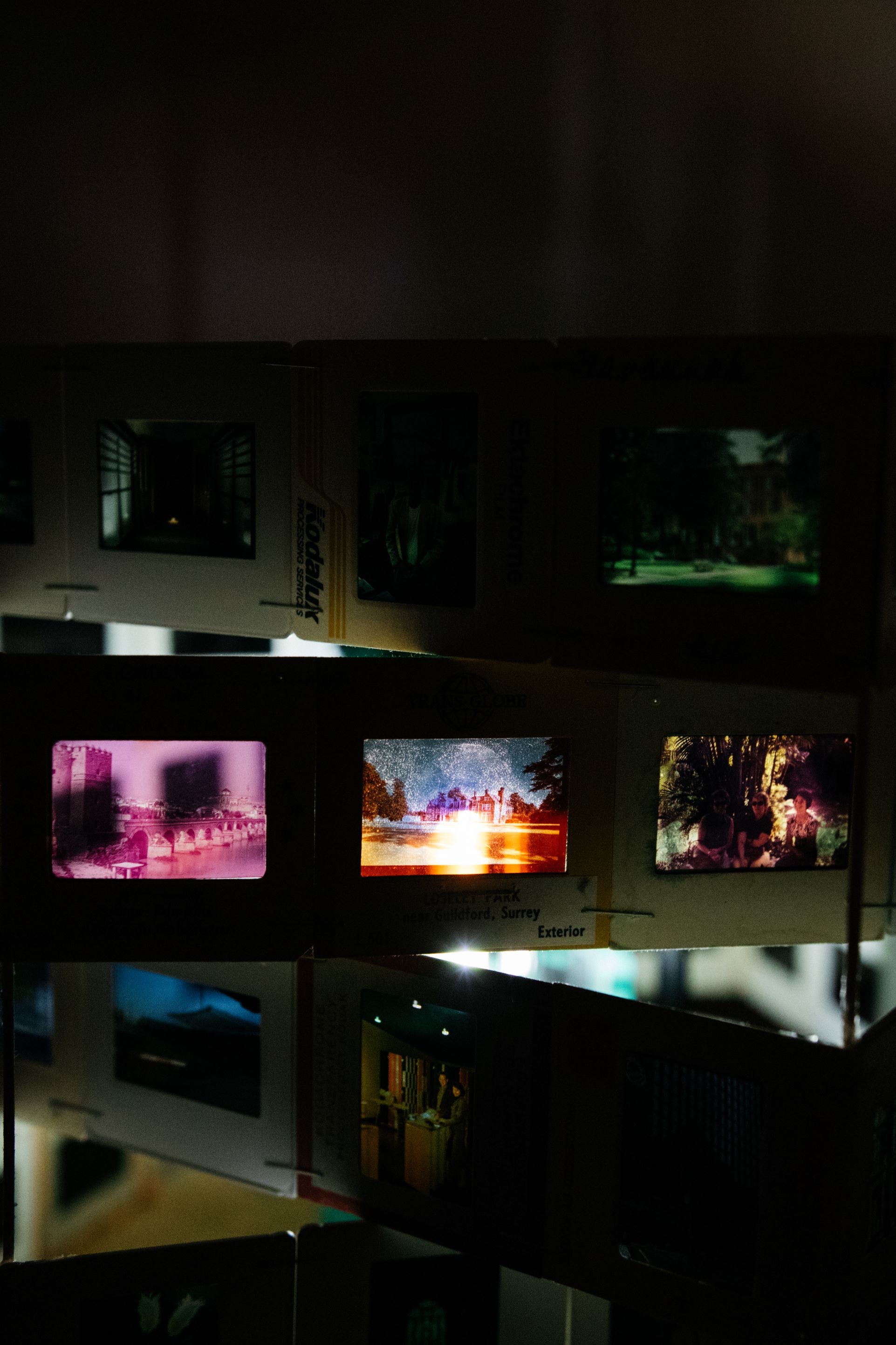 Close up of a student project comprised of film slides