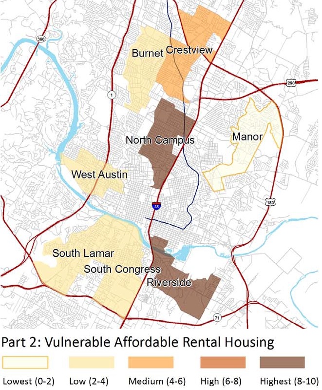 Austin vulnerable affordable rental housing map
