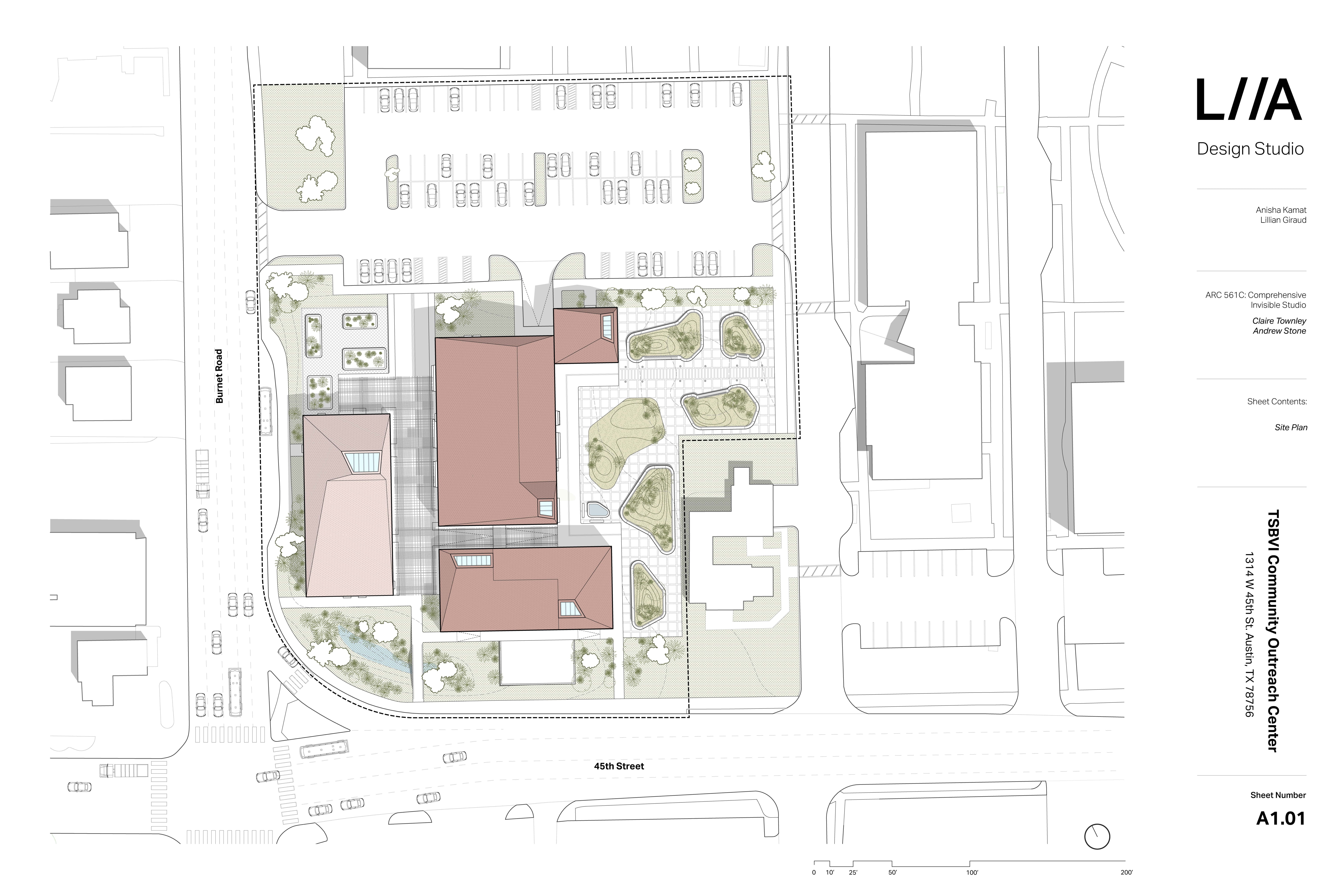 Anisha Kamat and Lillian Giraud's site plan for the Texas School for the Blind and Visually Impaired