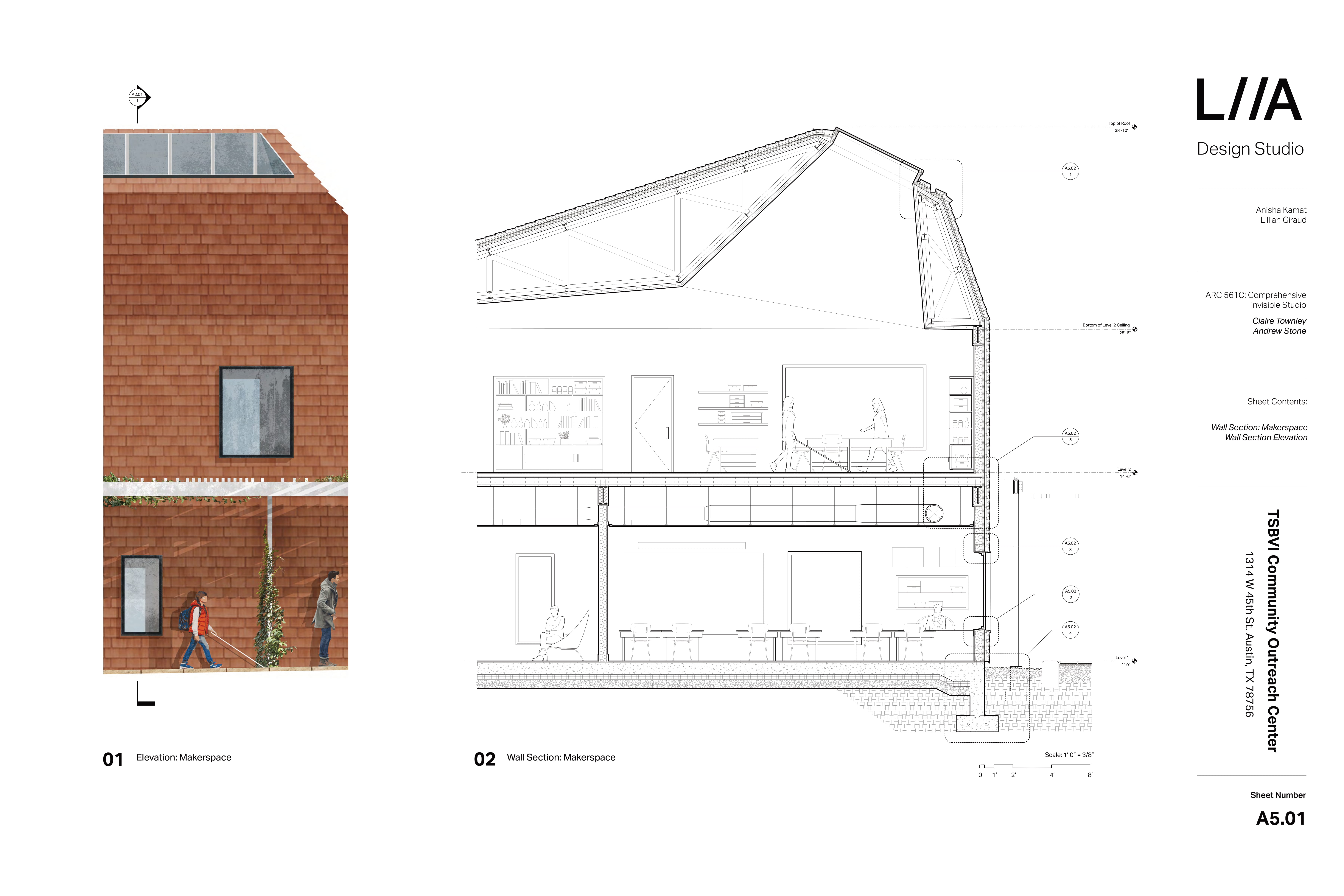 Wall section and elevation