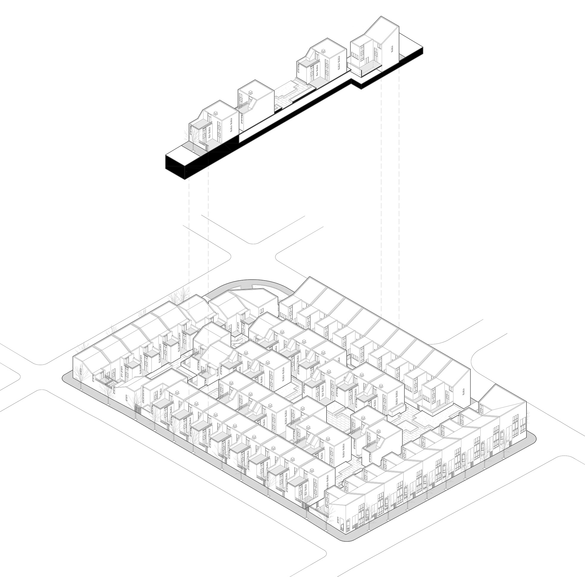 enn’s Landing Square, Philadelphia, 1968. Architect: Louis Sauer. Analysis drawing by Maria Berrios / Andres Mendoza / Mila Santana for “Urban Housing – Typology and Invention” seminar