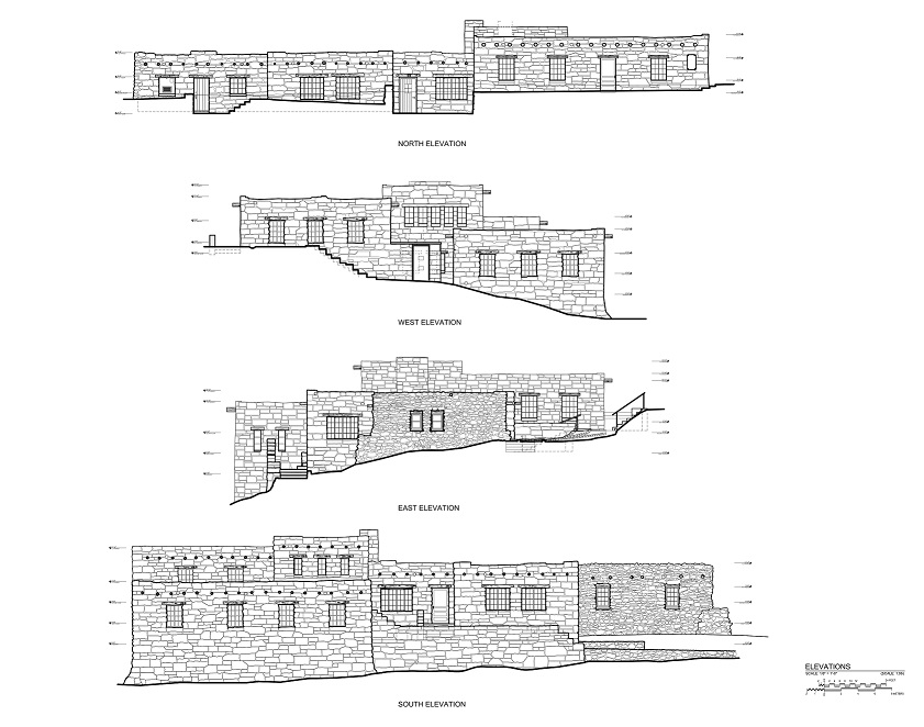 Measured drawings (elevations of Superintendent’s Building at Carlsbad Caverns National Park)