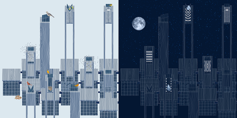 Elevation drawings showing UV graphics, by Double Happiness with Michelle A. Franks (MID ‘23).   