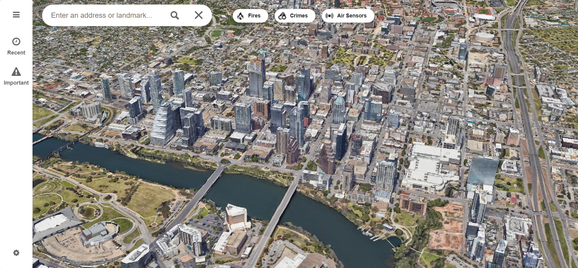 Screenshot of downtown Austin taken using Junfeng Jiao's "digital twin" AI platform