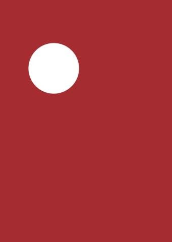 Red book cover with a white dot in the corner