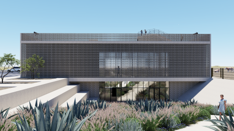 west elevation of marfa welcome center