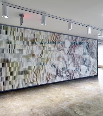 a photo of a decorative wall inside a building