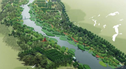 a photo of a river channel