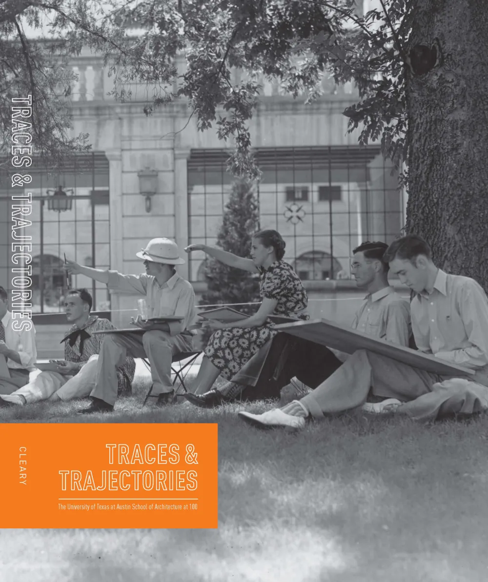 Black and white historical photo of students sitting in the Goldsmith Courtyard with drawing materials