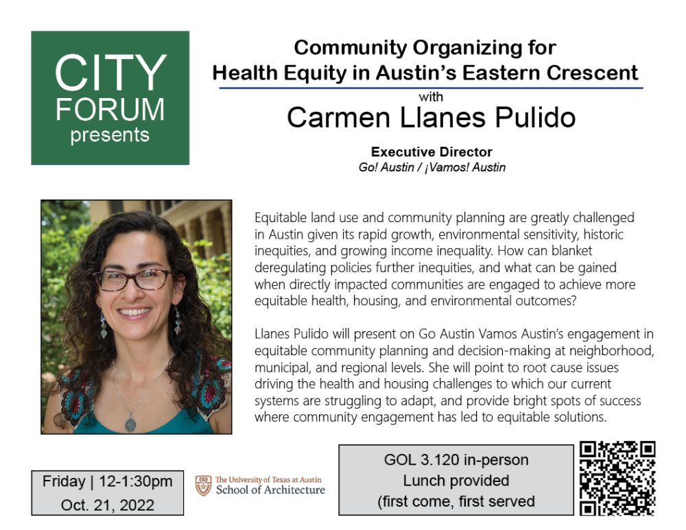 City Forum Poster for Carmen Llanes Pulido