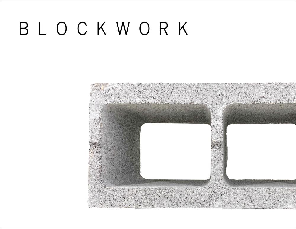 Graphic featuring a concrete unit, titled BLOCKWORK