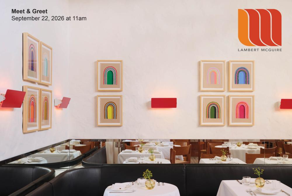 photo of table and art on the wall