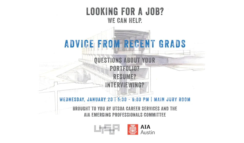 UTSOA + AIA Career Fair Prep Workshop - Wednesday, January 20 at 5:30pm - Main Jury Room