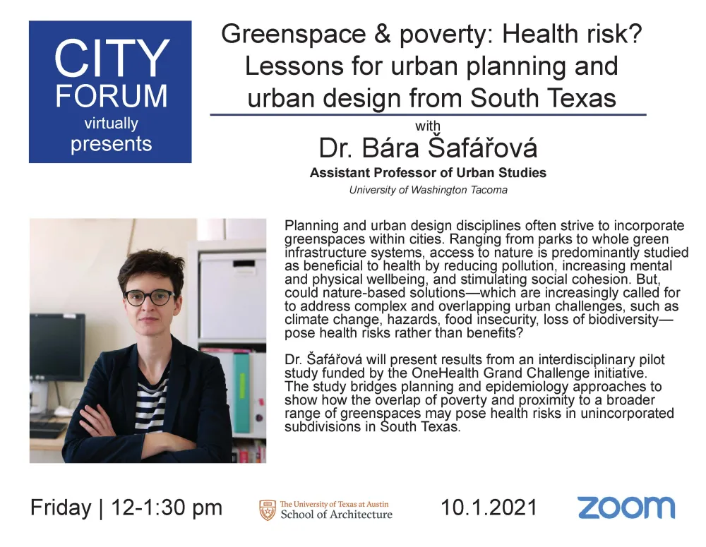 City Forum with Dr. Bára Šafářová