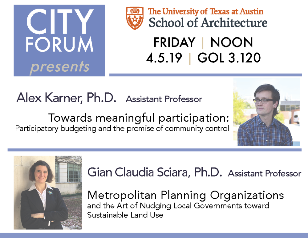 City Forum, Alex Karner, Gian Claudia Sciara