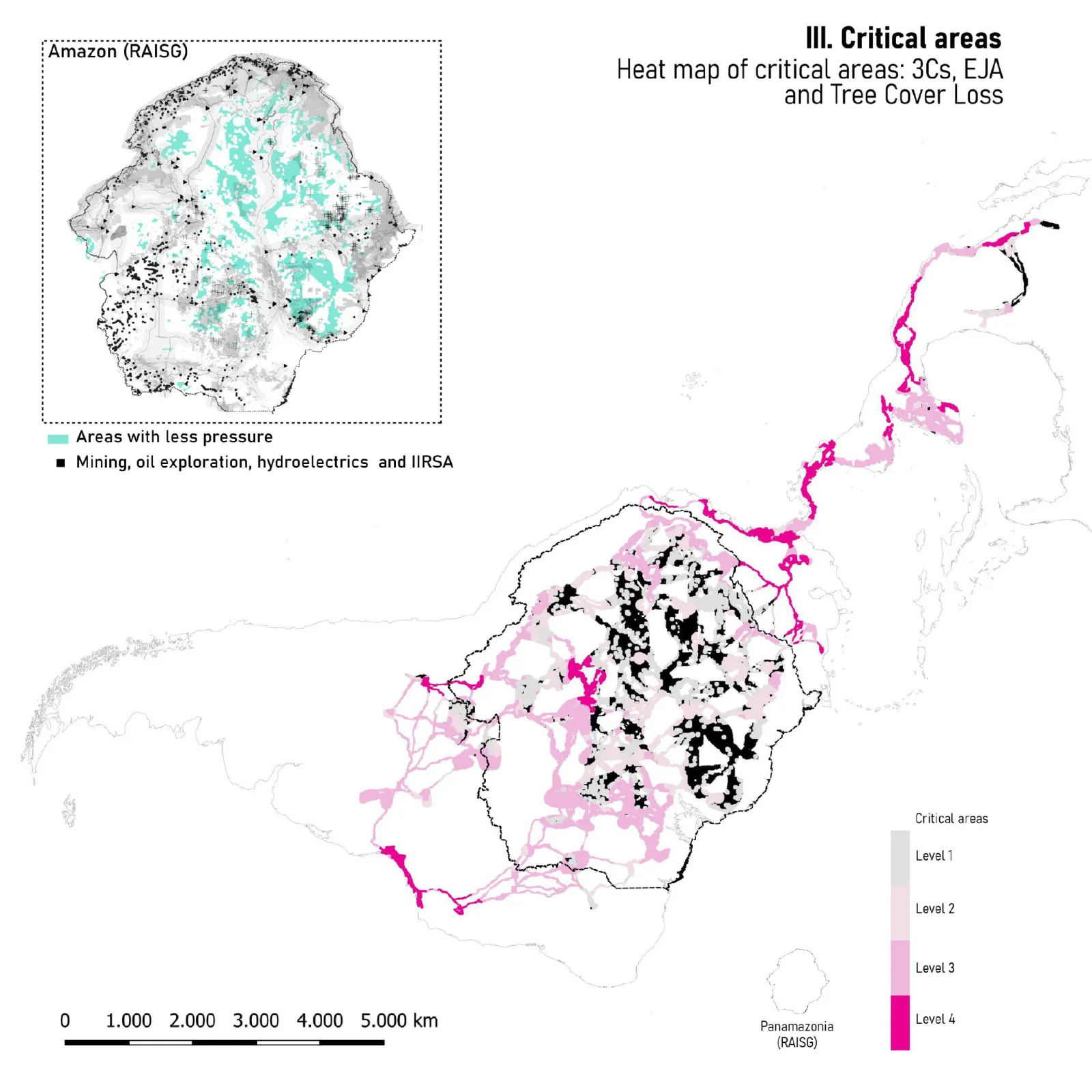 Map and key of Salcedo's Cartography of Interconnection for the Jaguar Corridor Initiative