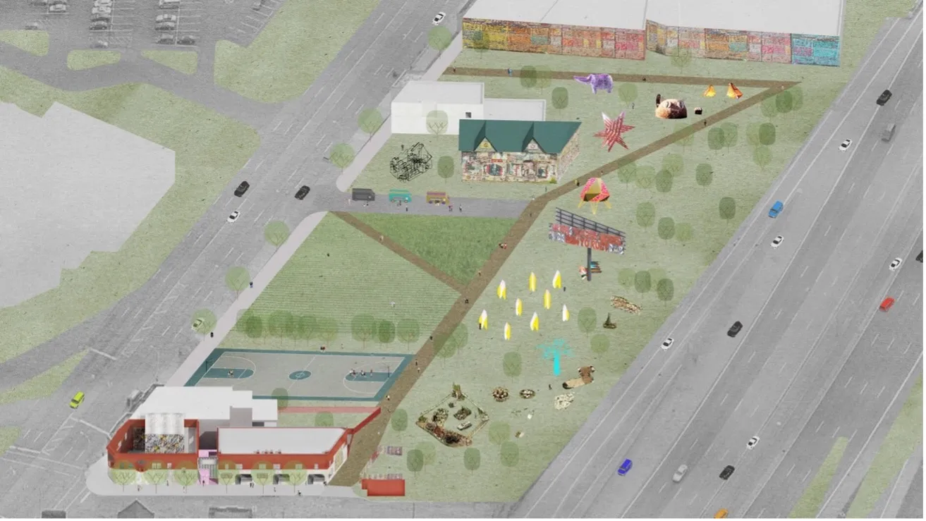 Dabls MBad African Bead Museum expansion, including the N’kisi Iron House,Taft St. and Grand River Ave., Detroit, 2023. Digital rendering. Courtesy Dabls MBad African Bead Museum and Lorcan O’Herlihy Architects