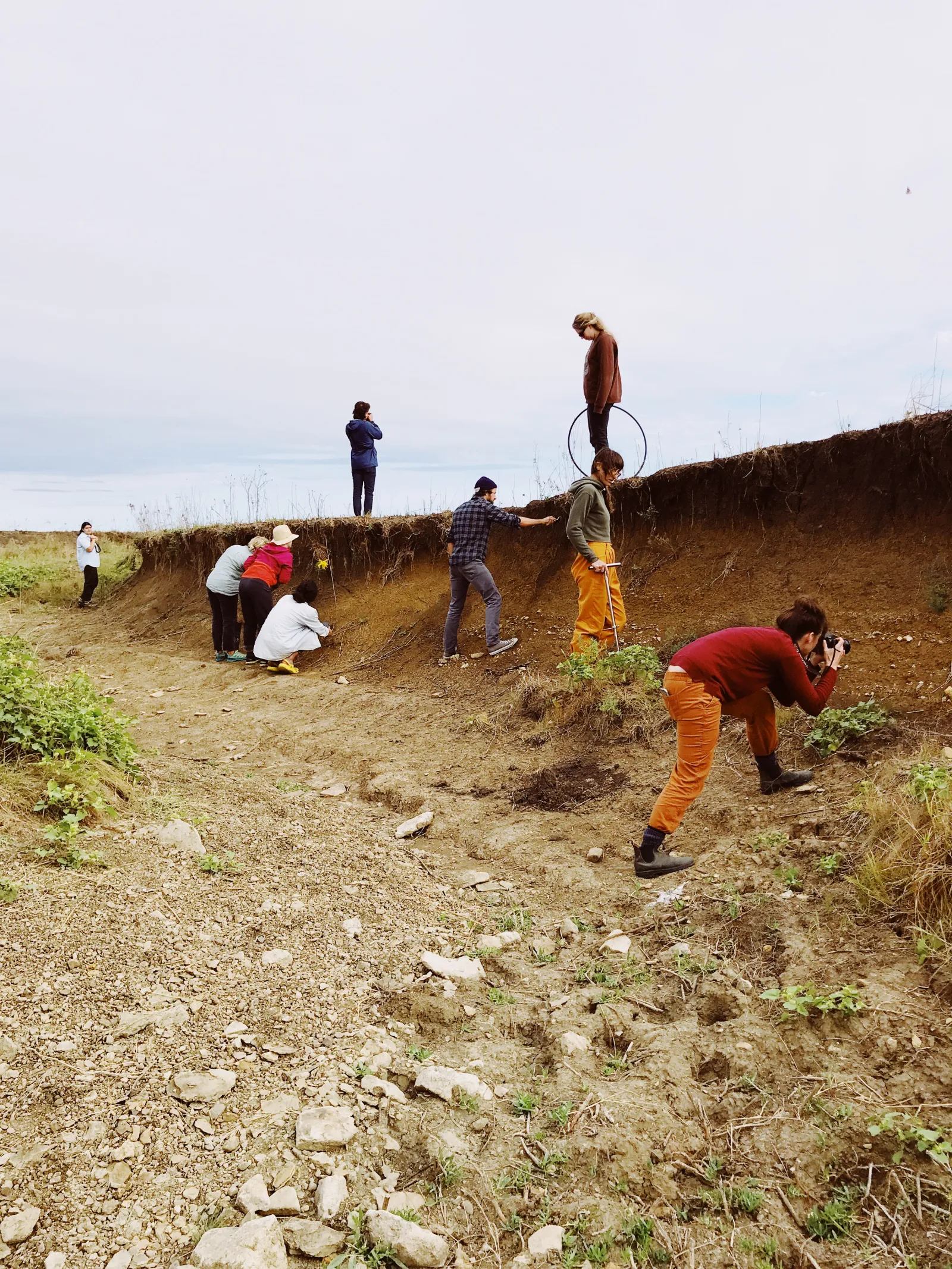 Landscape architecture students gathering soil samples