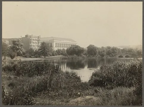 Frederick Law Olmsted designed Boston's Back Bay Fens in 1879 for ecological function. Public reception eventually caught up with him, says Claire Kelly (MLA ’24). Photo ca. 1914–1940, courtesy Boston Public Library CC BY-NC-ND.
