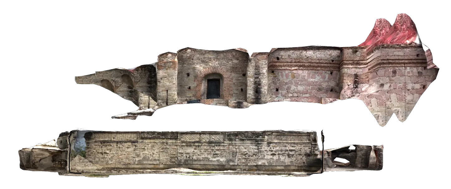 Pointcloud elevation of the east side of Mitla's courtyard.