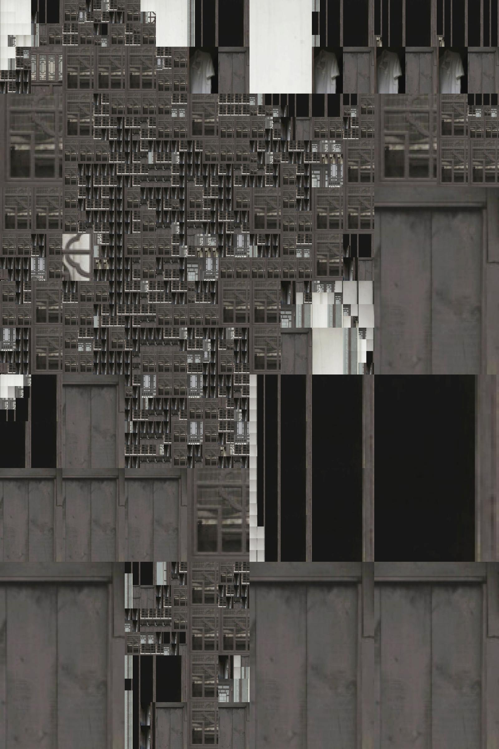A computer-generated image comprised of gray boxes of various shades and sizes.