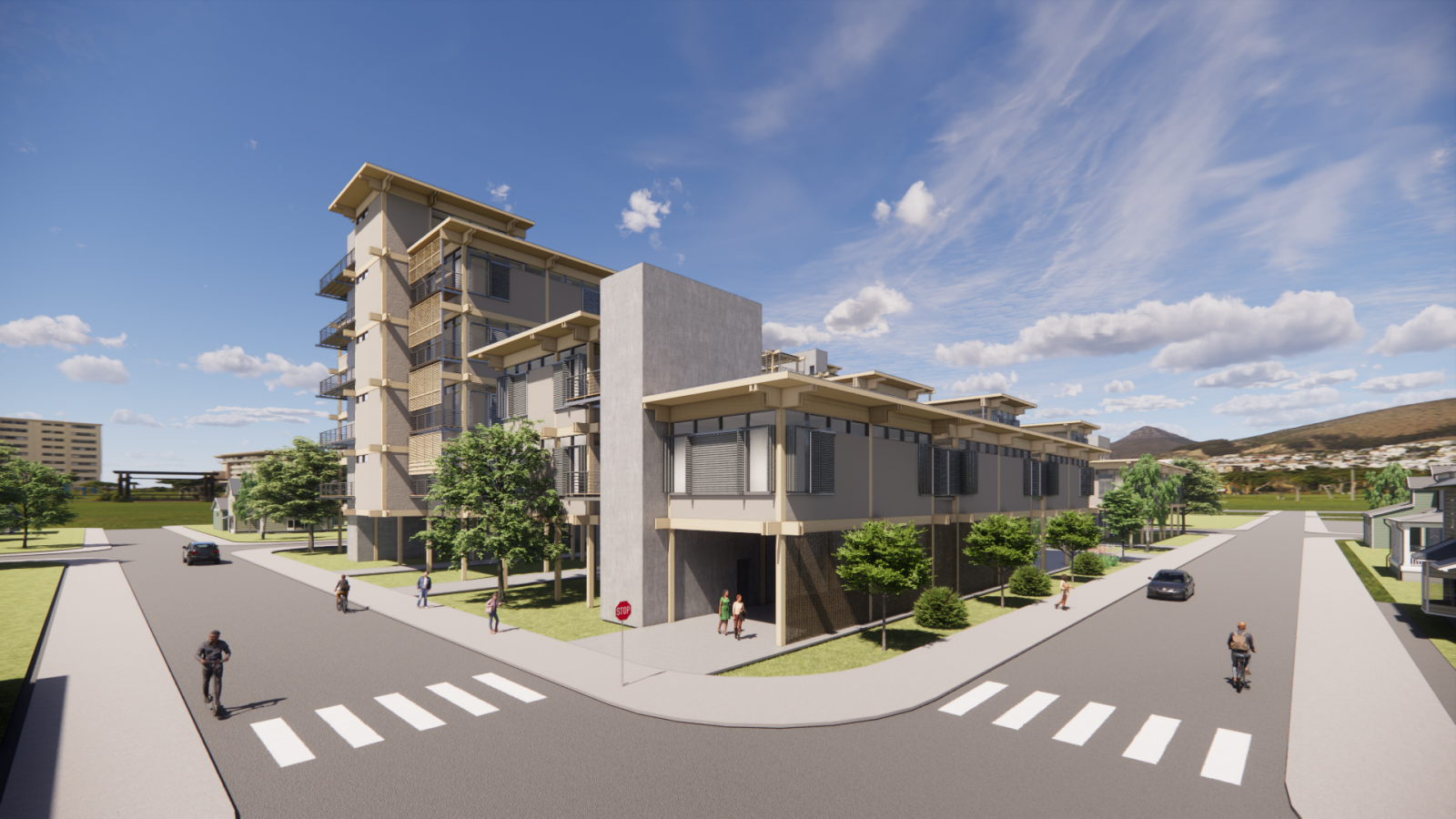 Exterior rendering of RenGen Hall