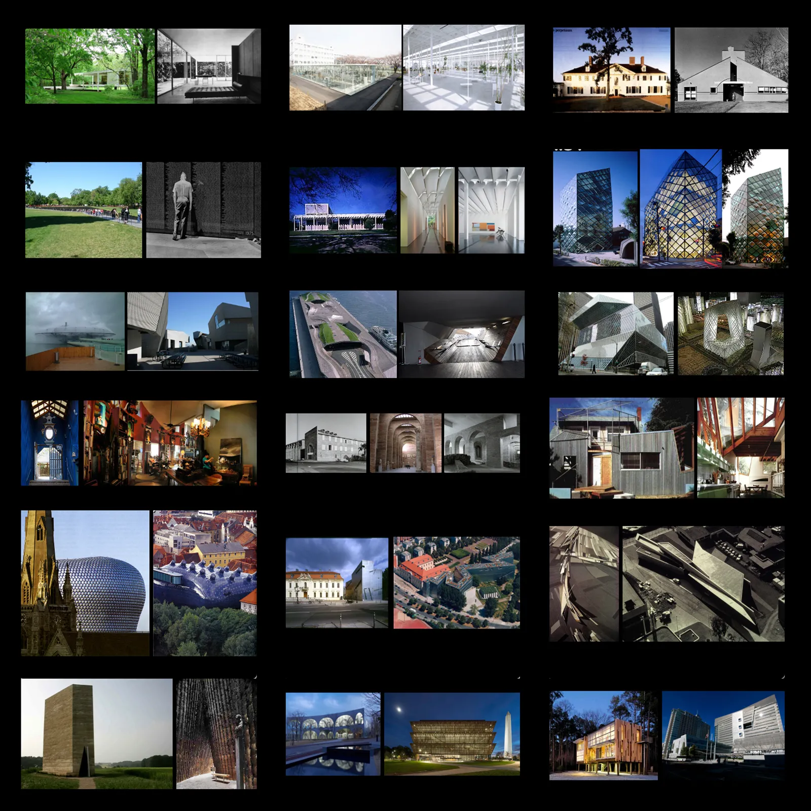 collage of images of different works of architecture