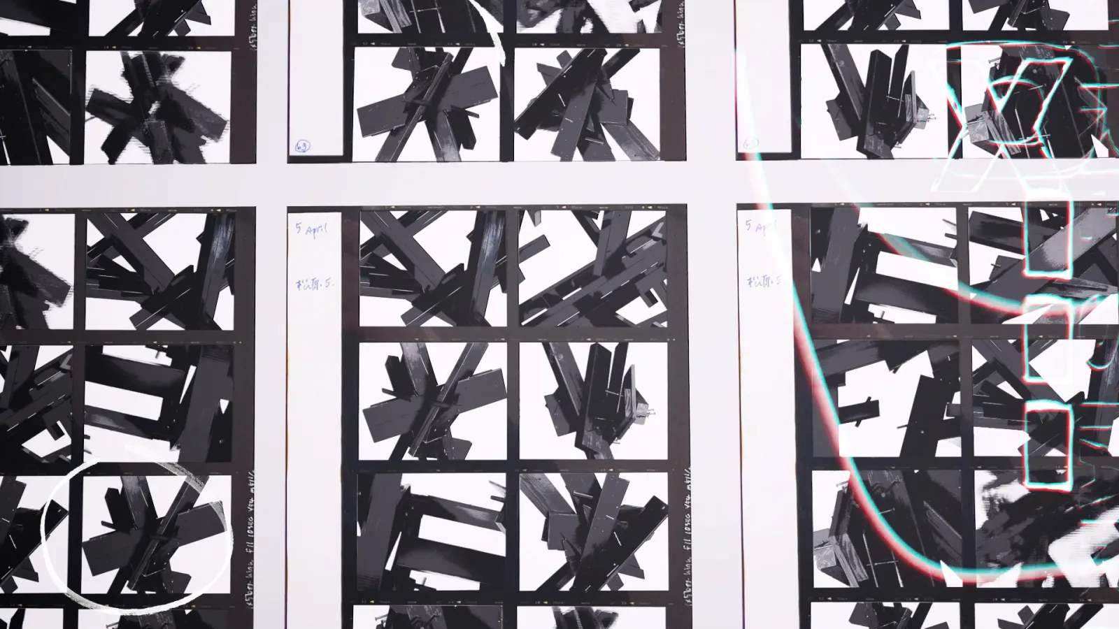 Video Frame Video frames of black and white composition with planks