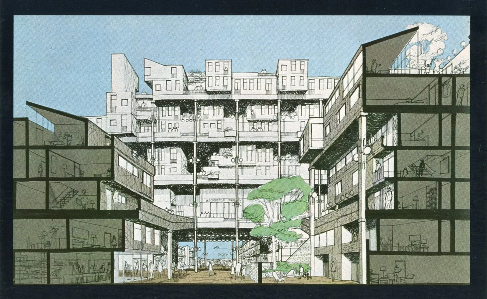 illustration of a multi-story residential complex