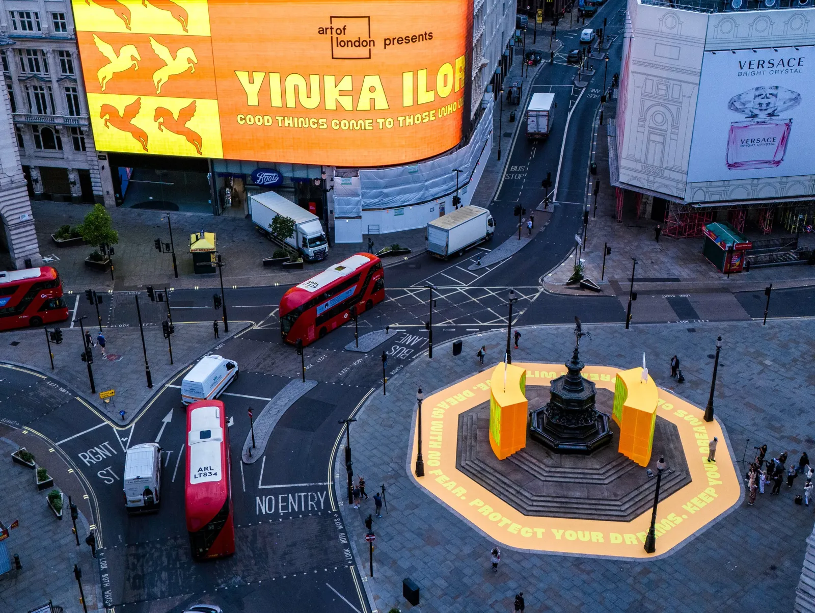 London street with Yinka Ilori billboard
