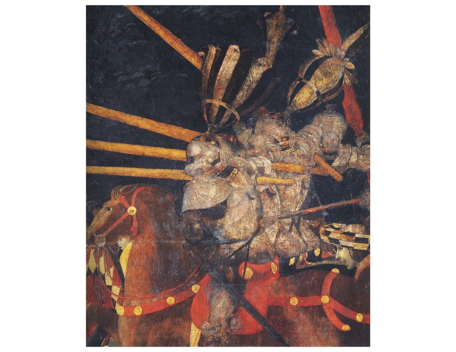 Uccello painting detail of a knight on horseback