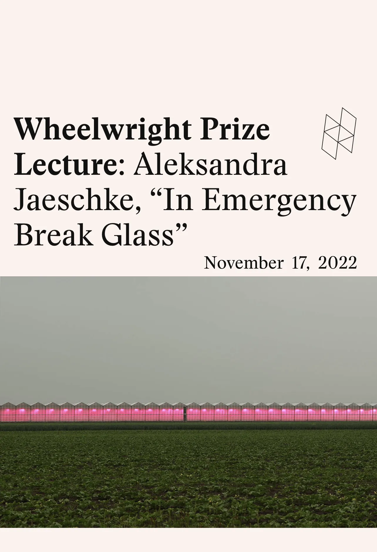 Wheelwright Prize lecture poster