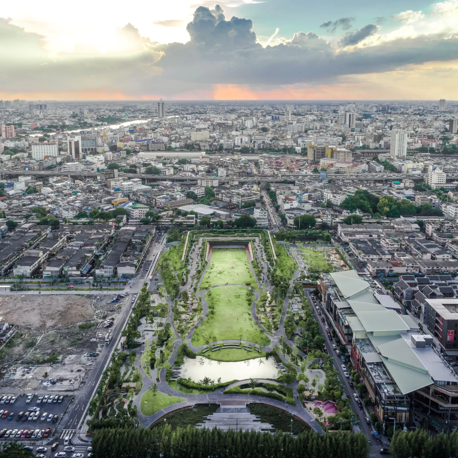 A greenspace in the midst of an urban landscape