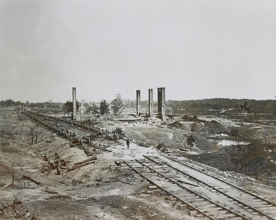 ruins of a building and old train tracks