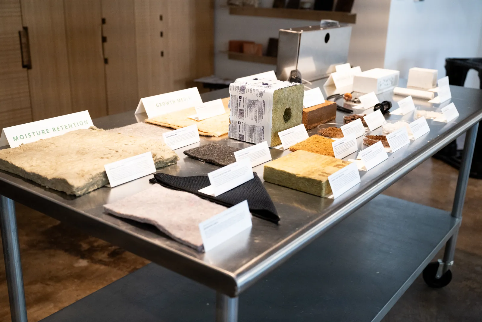 Material selections from the "Eco-Illusions" exhibition at the Materials Library