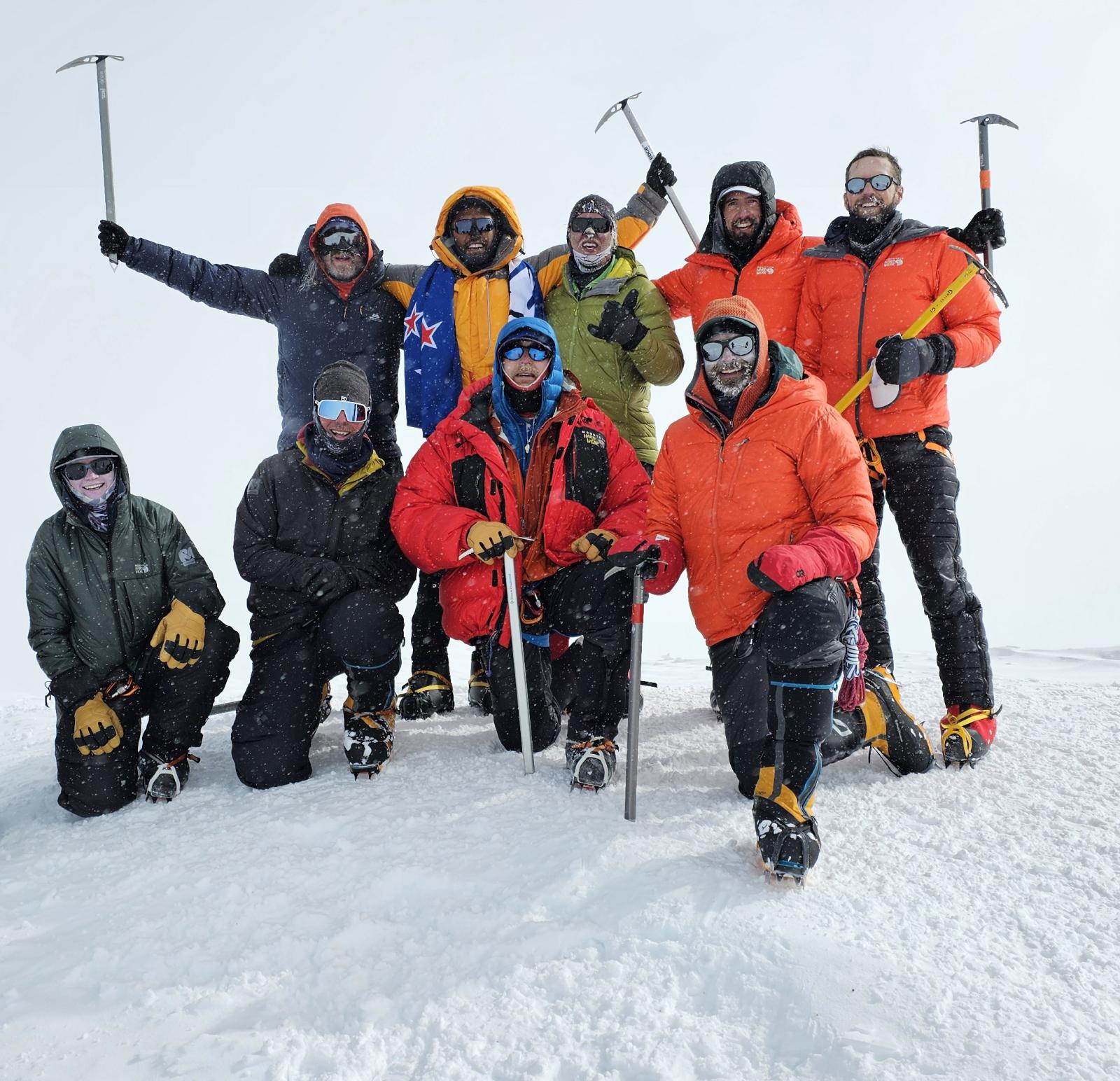 Fajkus and climbing team atop Alaska’s Mount Denali, the highest peak in North America at 20,310 feet above sea level, during a 24-day climb in 2023.