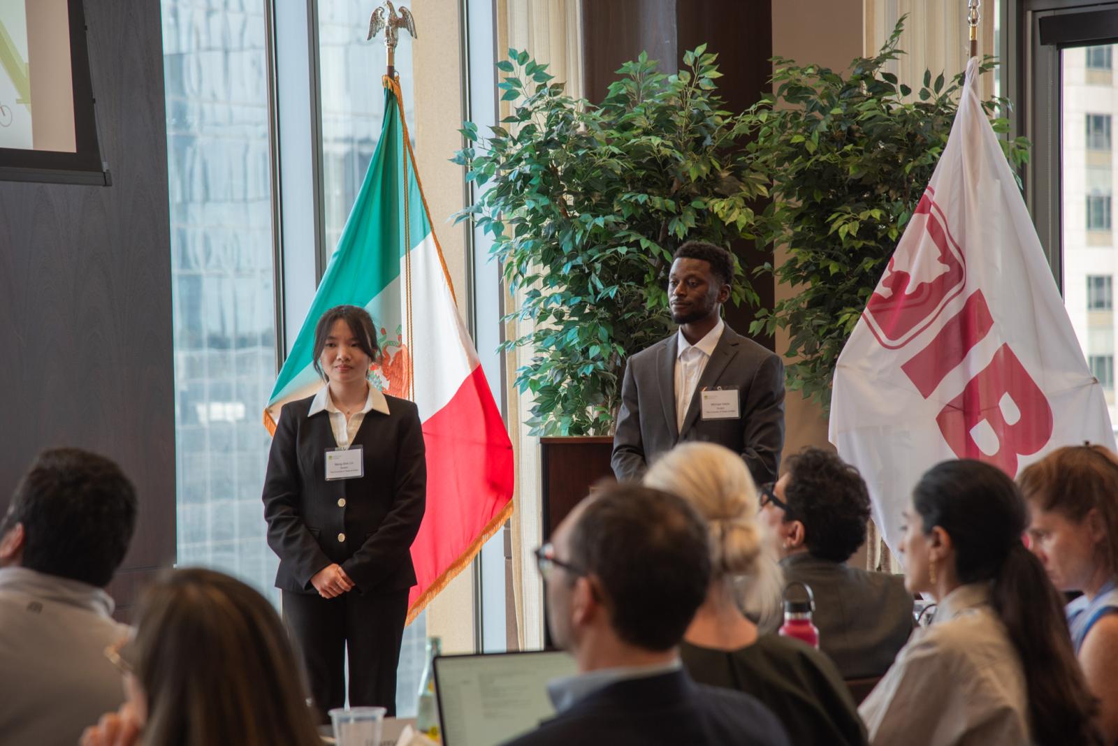 Two students giving a presentation