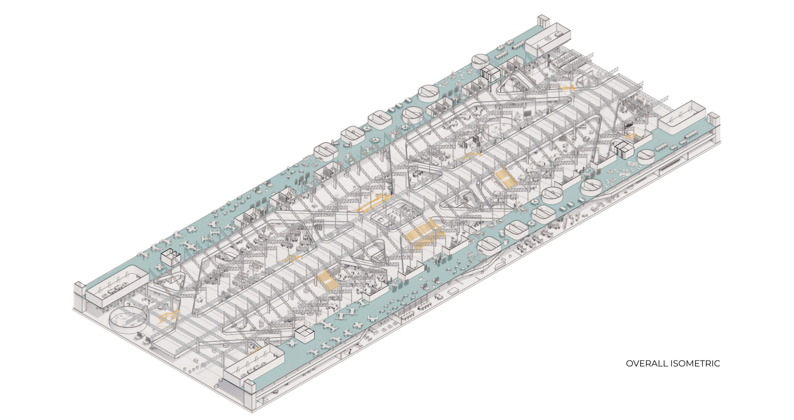 Isometric drawing of a large-scale workspace 