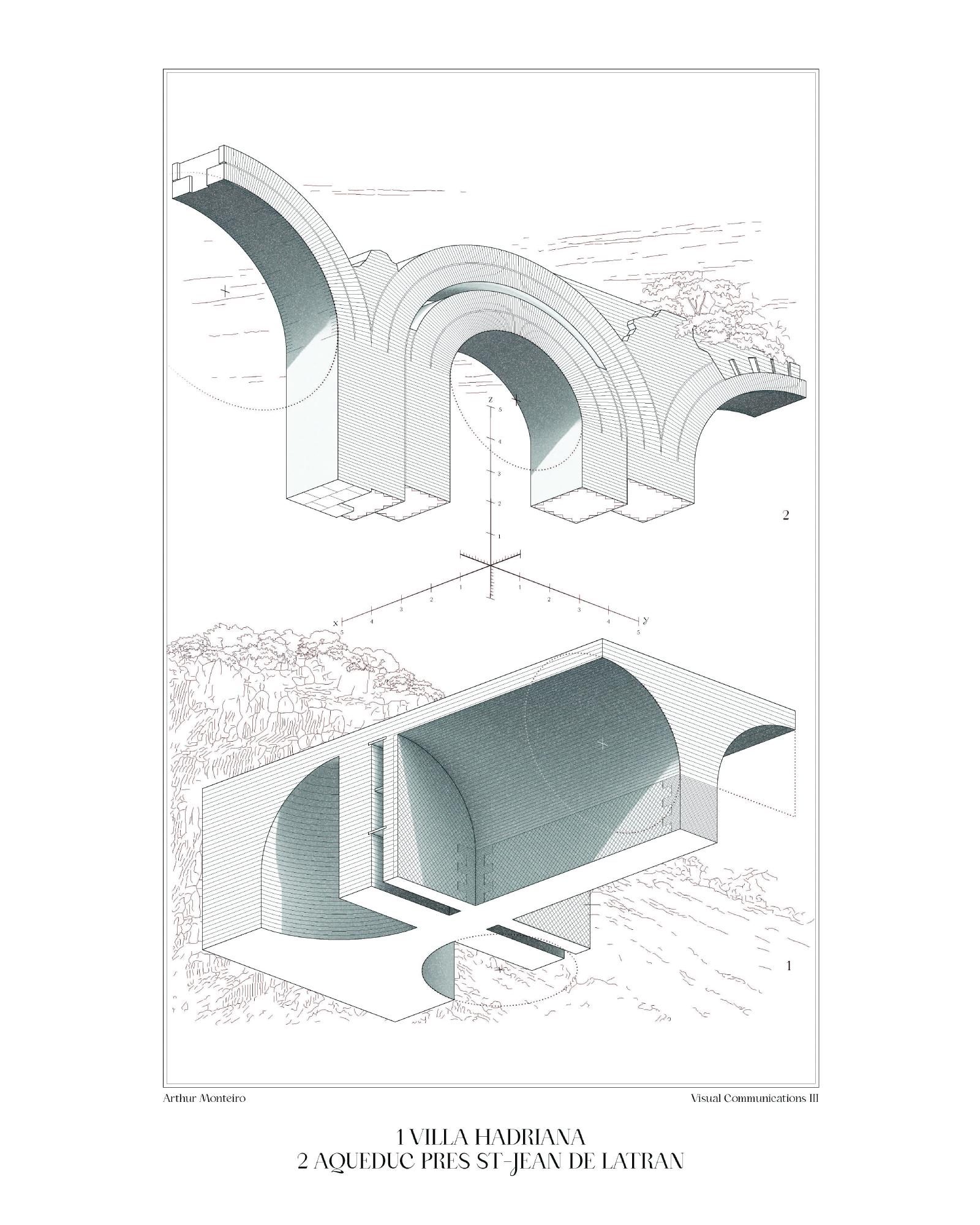 Drawing of archway from below