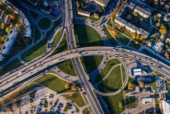 Overhead view of transportation infrastructure