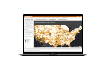 Map of the United States displayed on a computer monitor