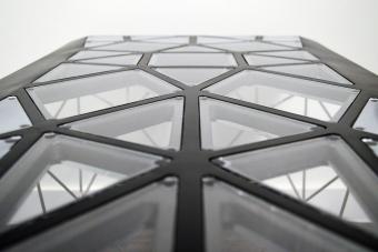 Black and white geometric facade