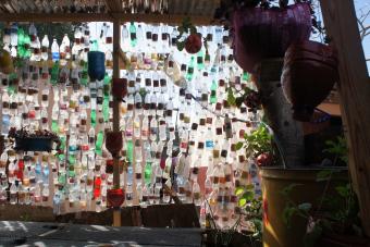 Bottles hanging like a curtain in the Dominican Republic
