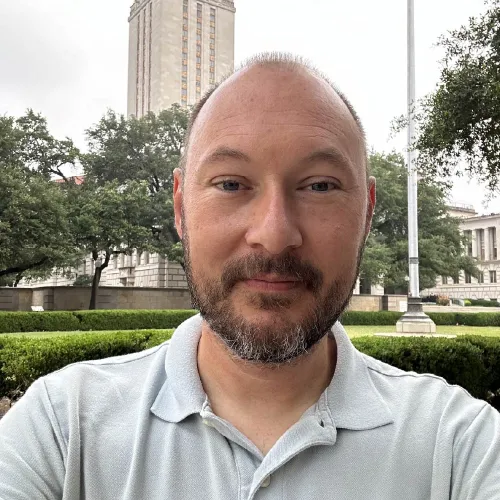 Standing in front of the UT Tower