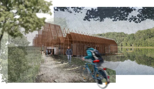 External rendering of the Texas Rowing Center project