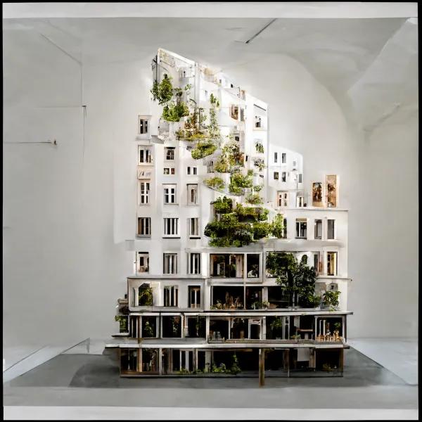 An Urban block in Vienna designed by Vienna and its data. Co-authored with Midjourney AI, Daniel Koehler, and an uncountable number of situations tagged as Viennese in photos.