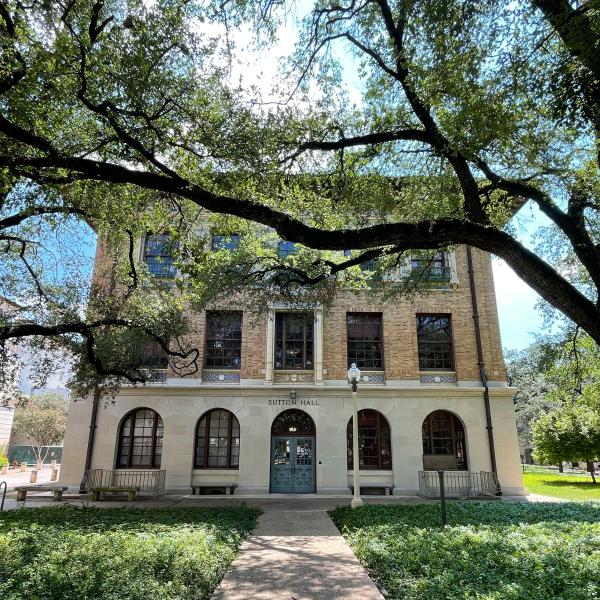 Sunny view of the facade of Sutton Hall